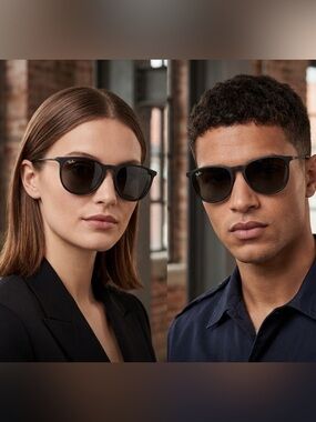 ⁠Ray-Ban RB4387 601/71 Black Square Sunglasses w/ Case & Cloth⁠